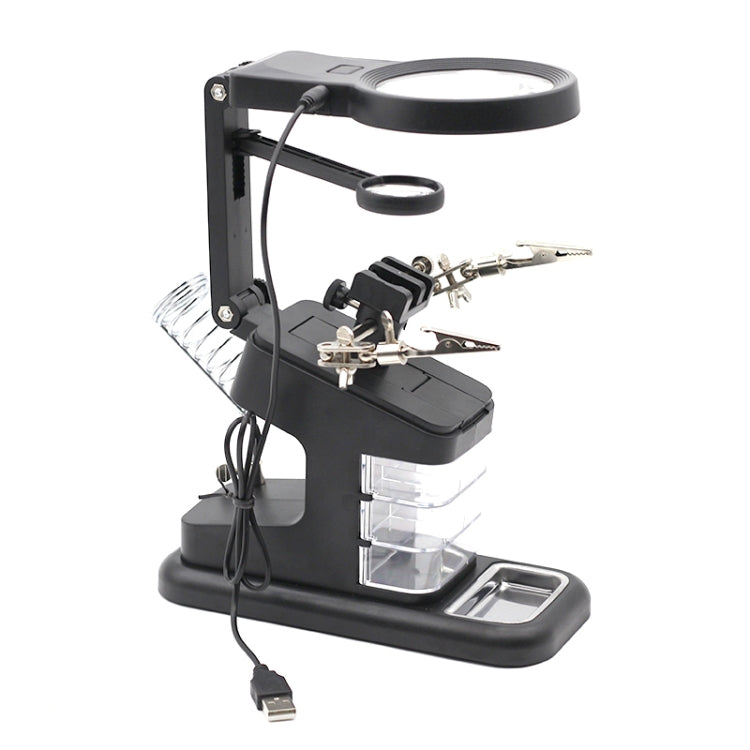 Lente d'ingrandimento per ispezione riparazione saldatura chip multifunzionale da tavolo con luce a LED, 3-45X Black, 3-45X White Lente d'ingrandimento per ispezione riparazione saldatura chip multifunzionale da tavolo con luce a LED, 3-45X Black, 3-45X White